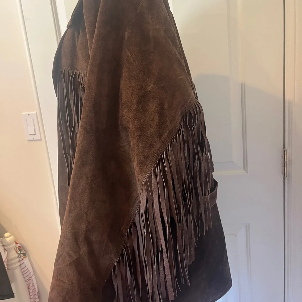 Vintage Brown real Suede Fringe western Jacket - Picture 15 of 15